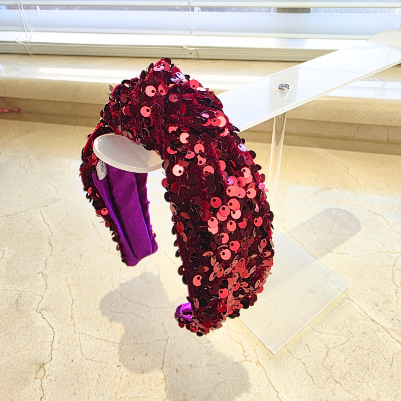 Sequins Magenta Velvet Headband