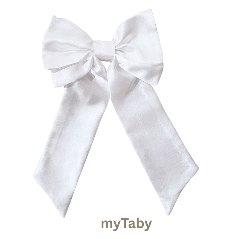 White Long Tail Hair Bow