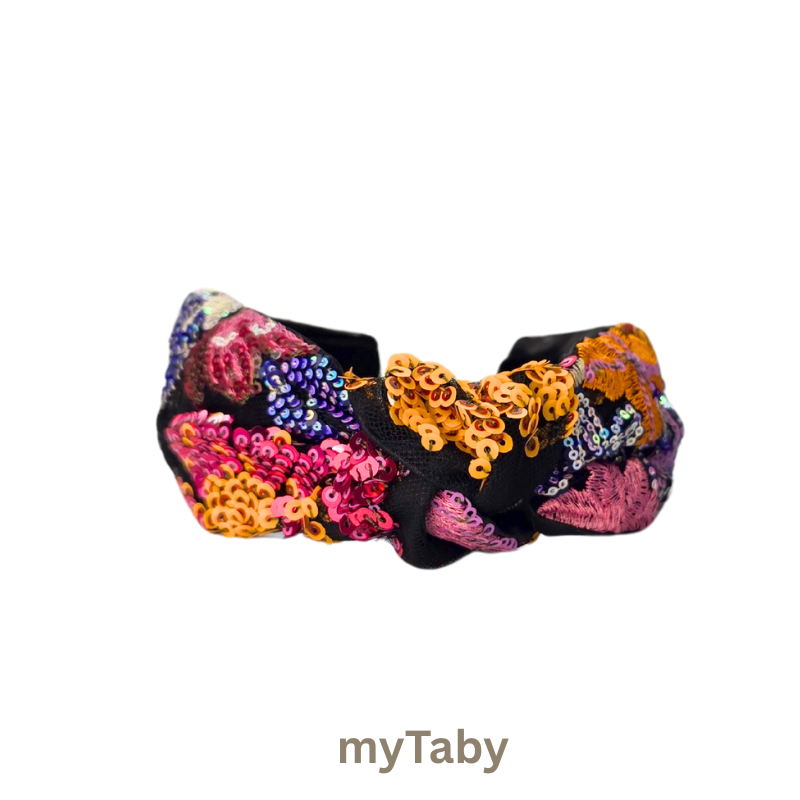 Black Multi Color Sequins Headband
