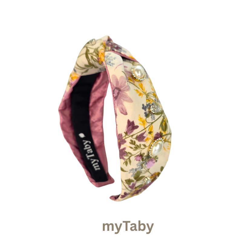 Ivory wild flower Top Knot Headband