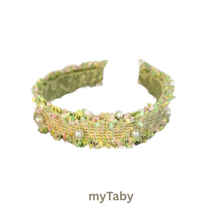 Mint Fringe Edges With Pearls Headband