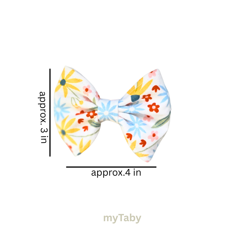 White Spring Flowers Mini Girls' Bow