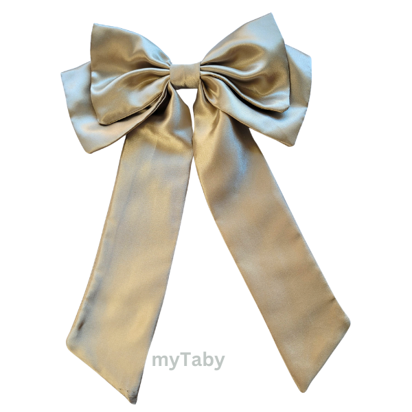 Gold Brown Long Tail Hair Bow