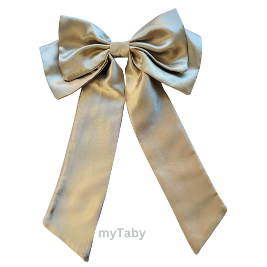 Gold Brown Long Tail Hair Bow