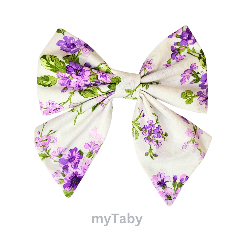 Purple Floral Lilac Hair Bow