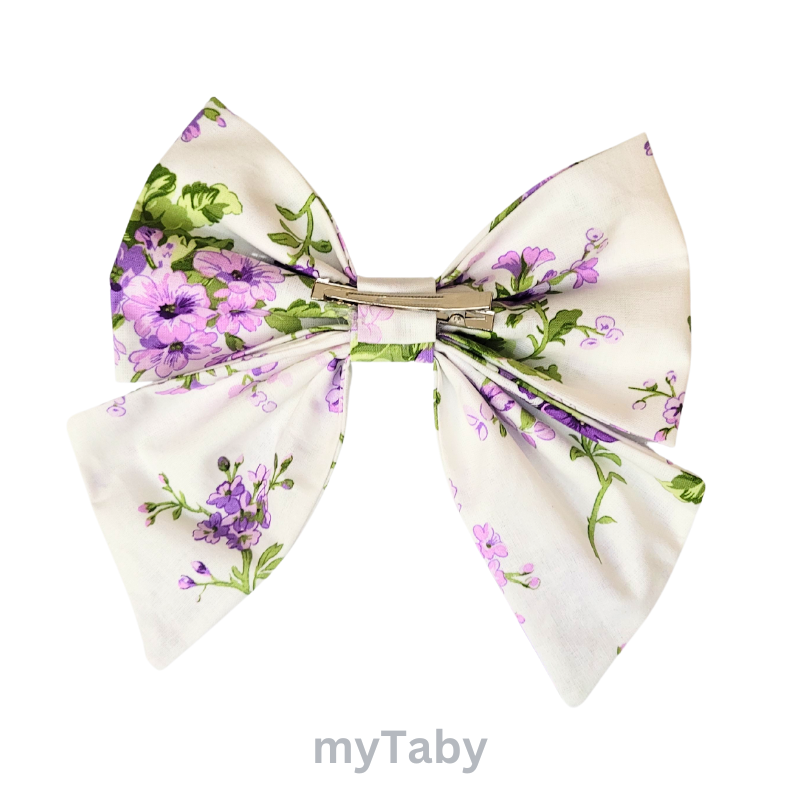 Purple Floral Lilac Hair Bow