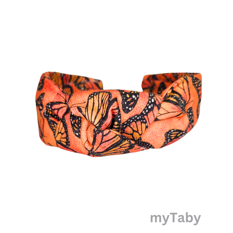 Orange Butterfly Top Knot Headband