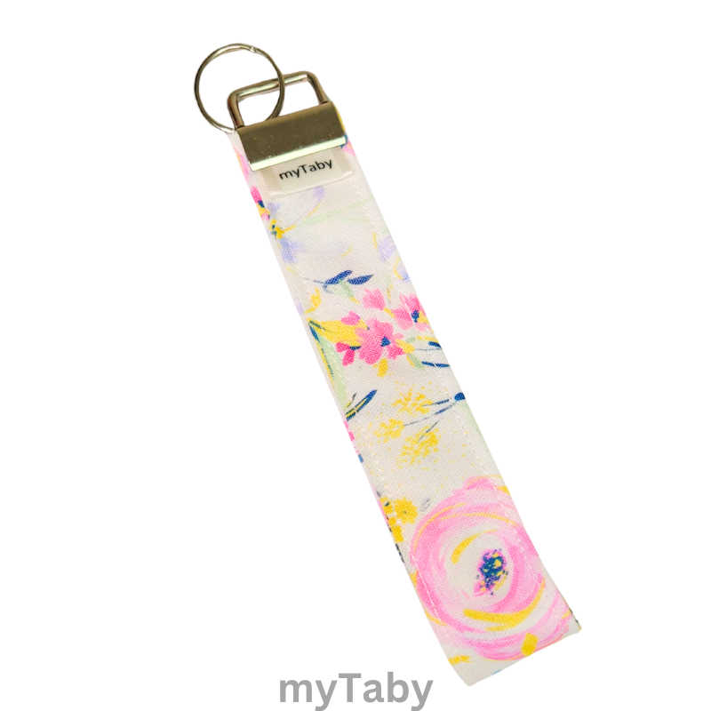 Pink Floral Wristlet Keychain