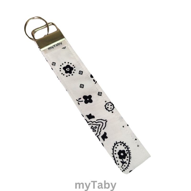 White Bandana Wristlet Keychain