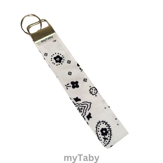 White Bandana Wristlet Keychain