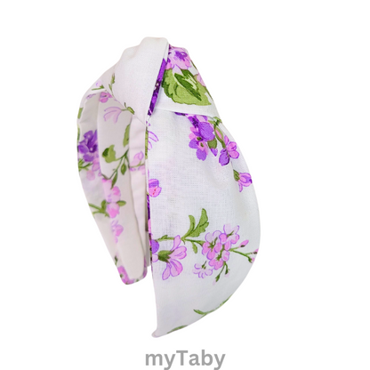 Purple Floral Lilac Top Knot Headband