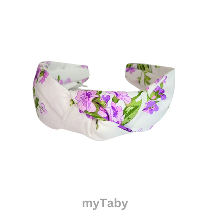 Purple Floral Lilac Top Knot Headband