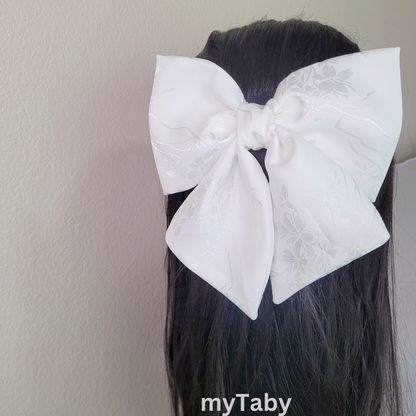 White Floral Sailor Hair Bow