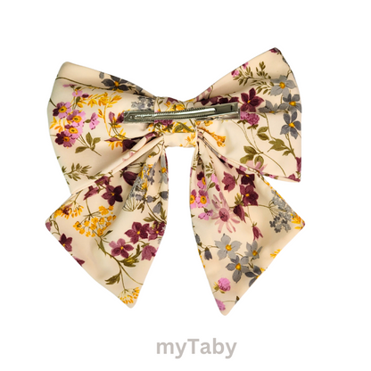 Ivory White Flower Sailor Pigtail Bow