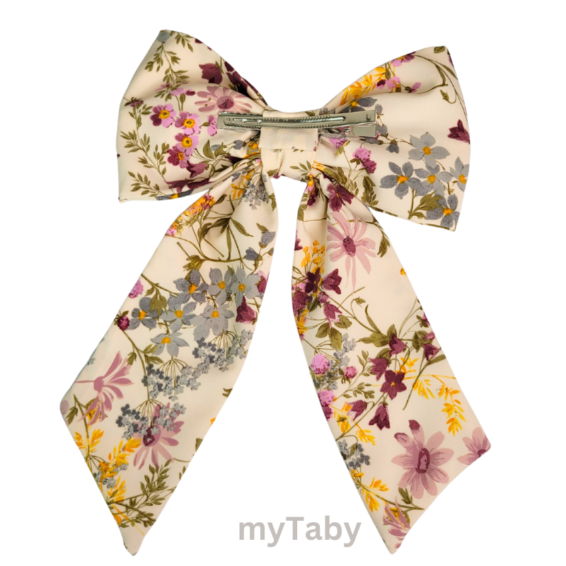 Ivory Wildflower Long Tail Hair Bow