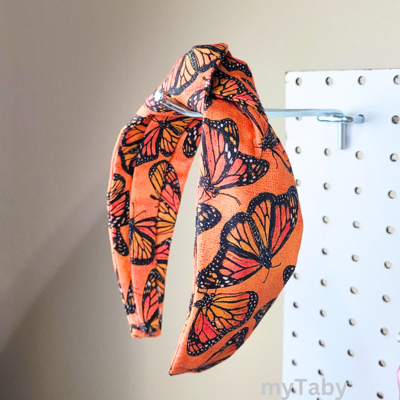 Orange Butterfly Top Knot Headband